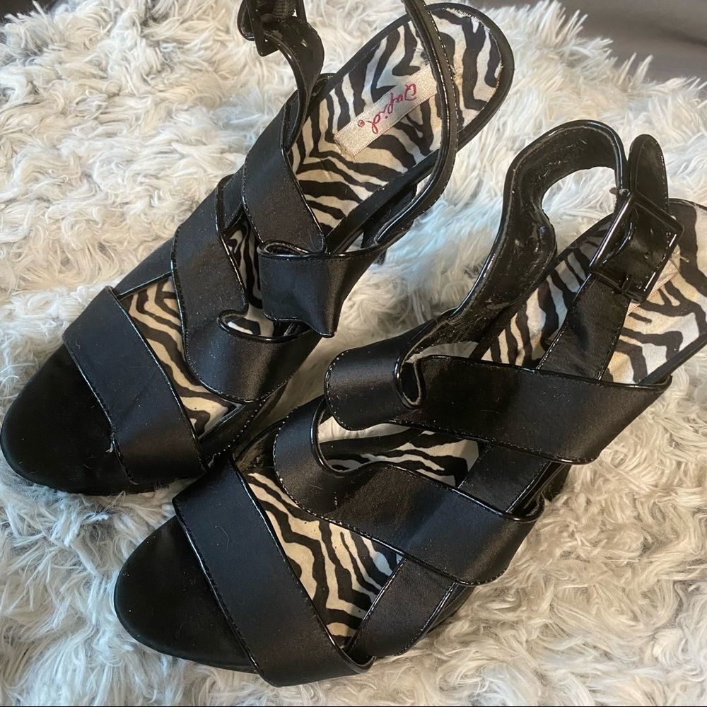 Cupid black strappy heels
